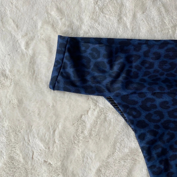 New! Acacia Mateo bikini bottom leopard animal print blue Amur 19792 - Picture 9 of 13